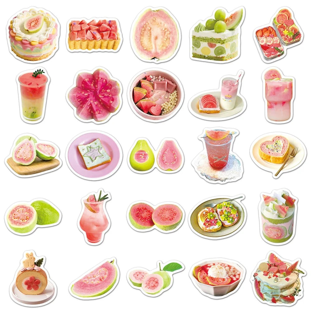 50Pcs  /  Bag Fruit Waterproof Stickers for Luggage Laptop Skateboard Decoration Cartoon Food Theme Vinyl Decals - Guava  /  1843X - 4