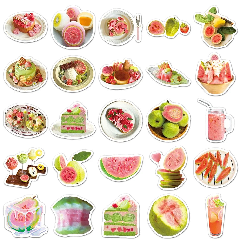 50Pcs  /  Bag Fruit Waterproof Stickers for Luggage Laptop Skateboard Decoration Cartoon Food Theme Vinyl Decals - Guava  /  1843X - 5