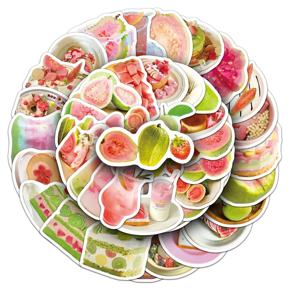 50Pcs  /  Bag Fruit Waterproof Stickers for Luggage Laptop Skateboard Decoration Cartoon Food Theme Vinyl Decals - Guava  /  1843X - 6
