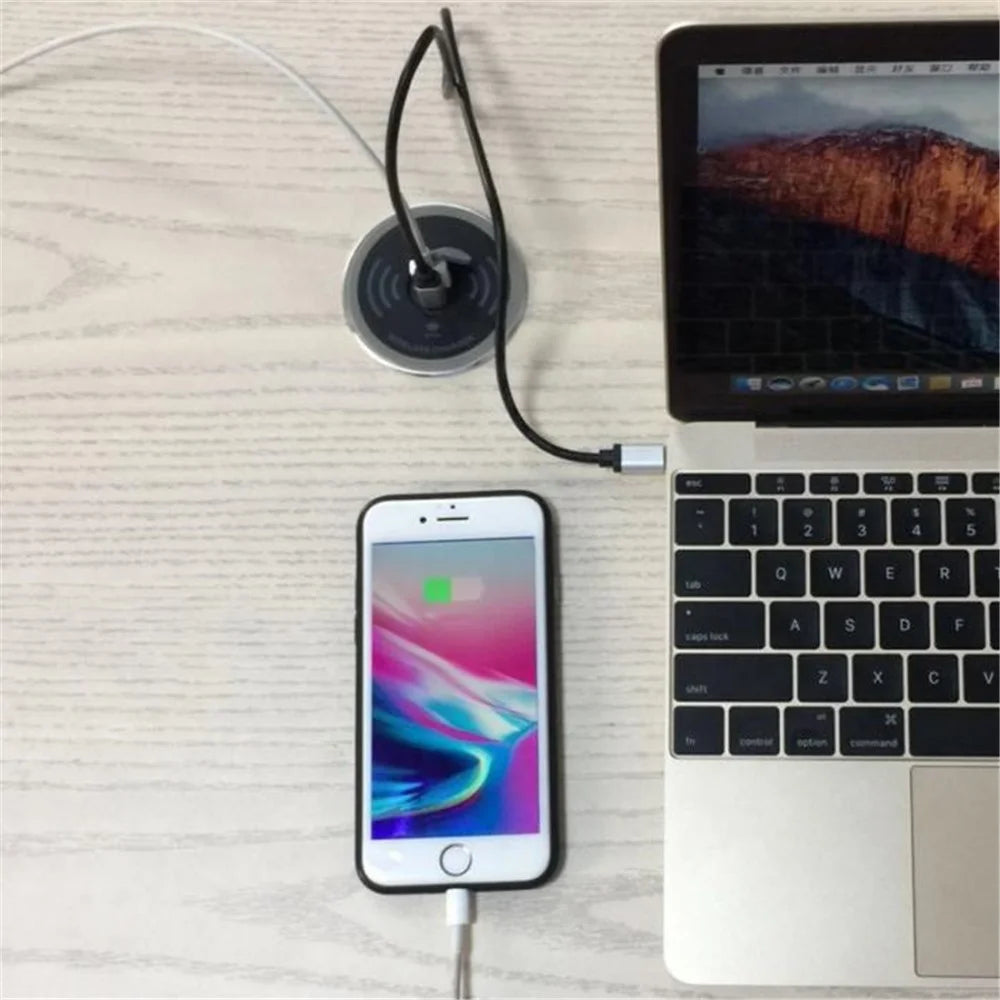 Embedded Desktop Wireless Charger 15W with USB-A and USB-C Charging Port - 3