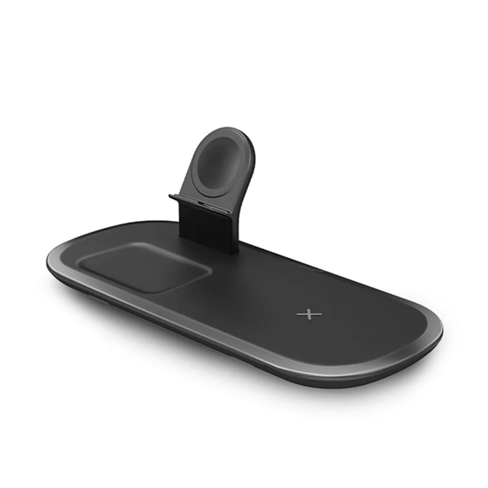 3 in 1 15W Wireless Charger Fast Charging Dock Station for iPhone iWatch AirPods Pro - Black - 1