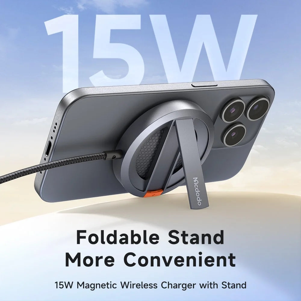 MCDODO CH-550 15W Magnetic Phone Wireless Charger with Foldable Stand - 2