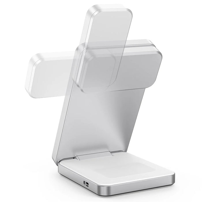YF-M8 Qi2 Certified Aluminum Alloy Frame 3-in-1 Folding 15W Magnetic Wireless Charger - White - 3