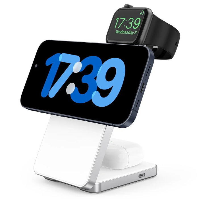YF-M8 Qi2 Certified Aluminum Alloy Frame 3-in-1 Folding 15W Magnetic Wireless Charger - White - 6