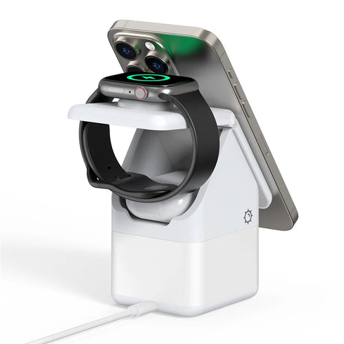 DUZZONA W20 15W Wireless Charging Station 4-in-1 Multi Charger for iPhone 16 Series / Apple Watch 10 / AirPods 4 - White - 1