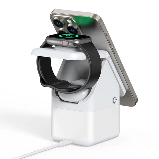 DUZZONA W20 15W Wireless Charging Station 4-in-1 Multi Charger for iPhone 16 Series / Apple Watch 10 / AirPods 4 - White - 1