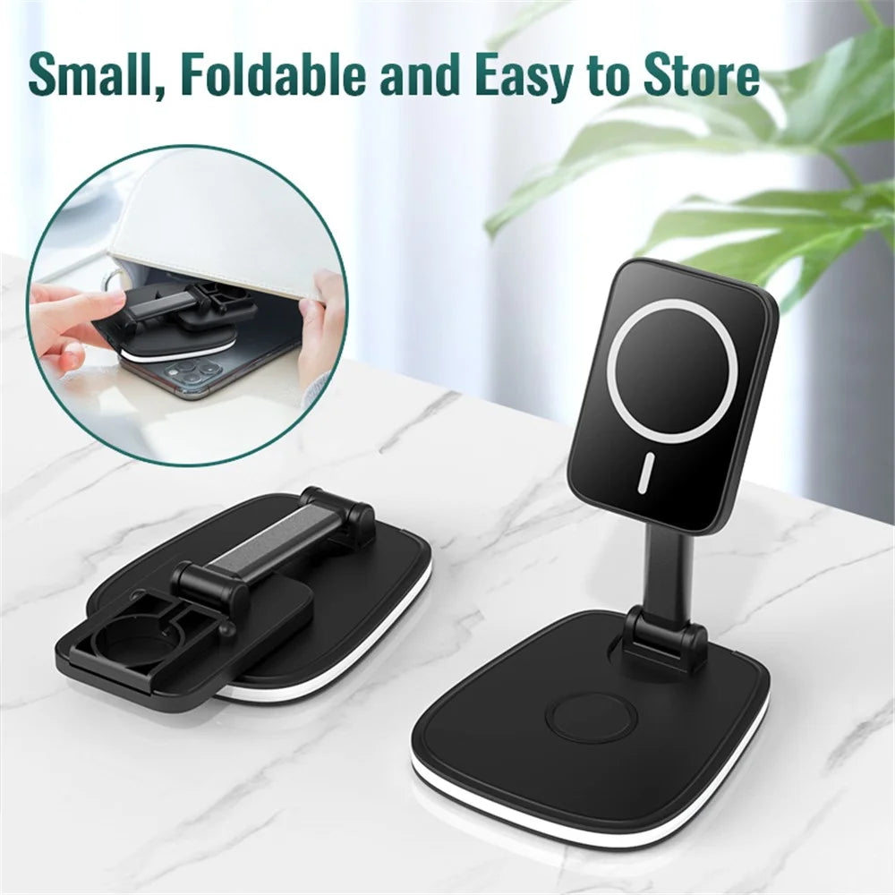 LFX-171 3 in 1 Foldable Wireless Charger Stand Fast Charging Dock Station for iPhone 12 Series/AirPods/Apple Watch - Black - 5