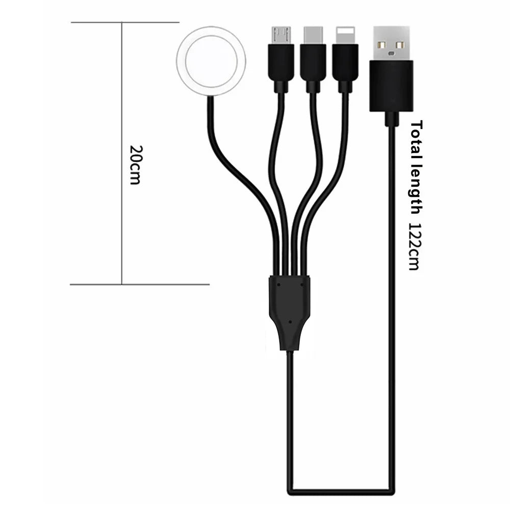 122cm for Apple Watch / Phone Type-C Plug 4-in-1 Charging Cable Watch Wireless Charging Dock, with Decoding Chip - Black - 7