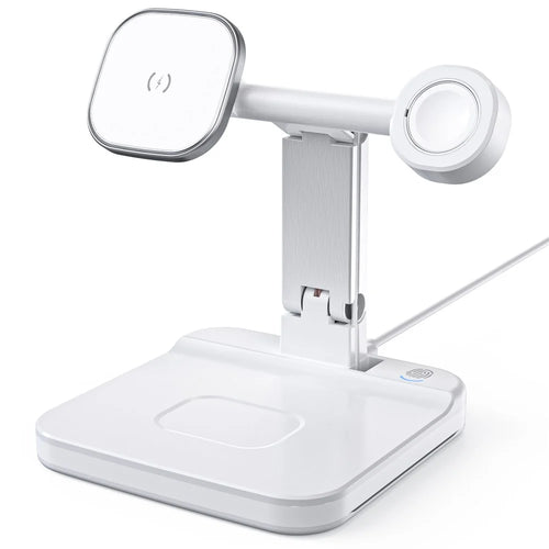JLM-J5 Multifunctional Adjustable Wireless Charger Desktop Phone Earphone Watch Charger Night Light - White - 1
