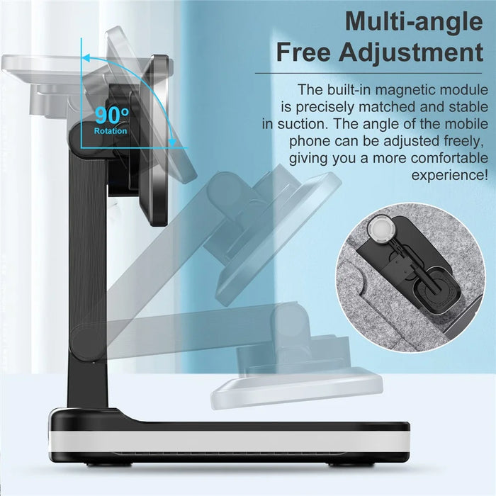 JLM-J5 Multifunctional Adjustable Wireless Charger Desktop Phone Earphone Watch Charger Night Light - White - 3
