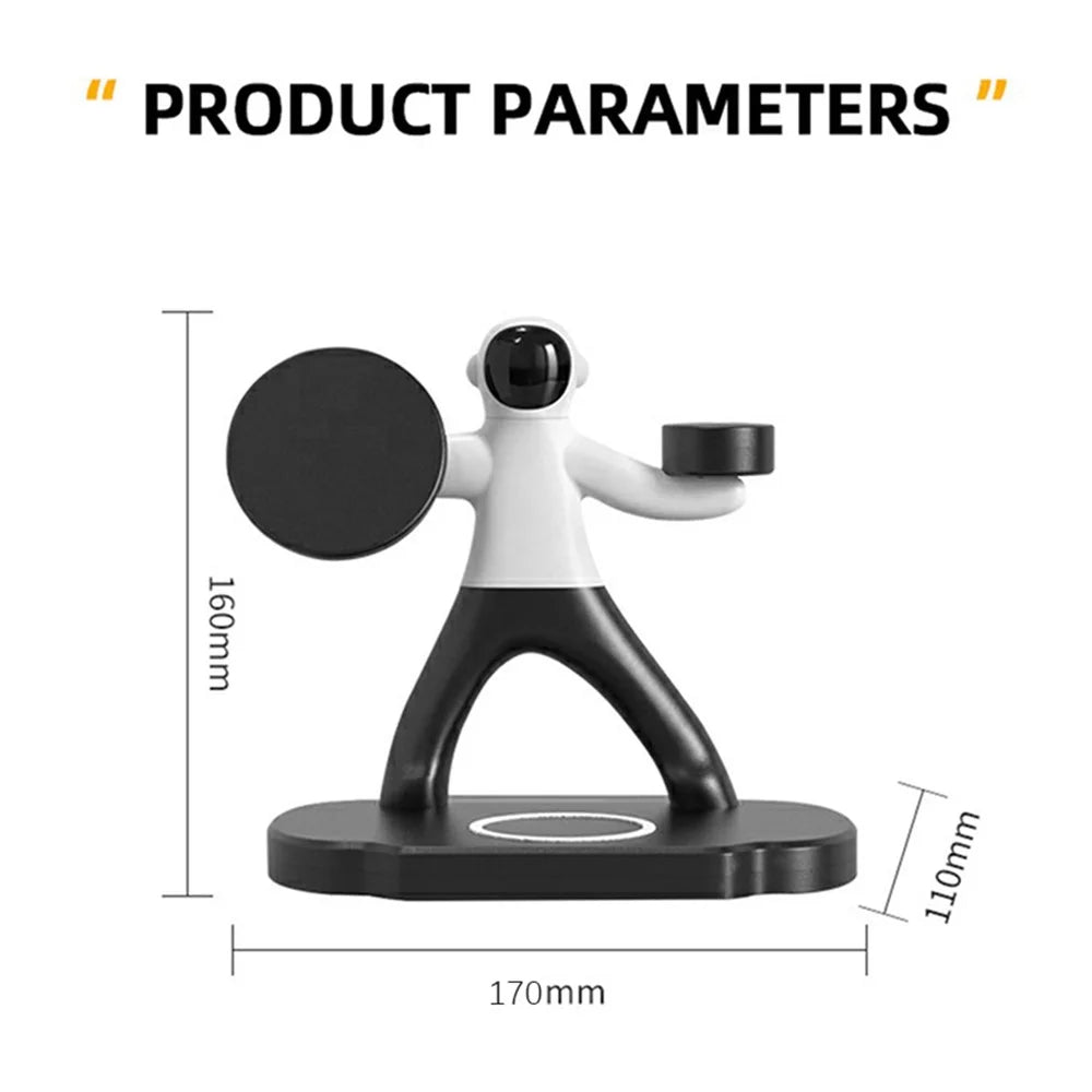 TH03 For Apple Watch / AirPods / Cellphone 3-in-1 Desktop Charging Stand 15W Magnetic Wireless Charger - Black - 6