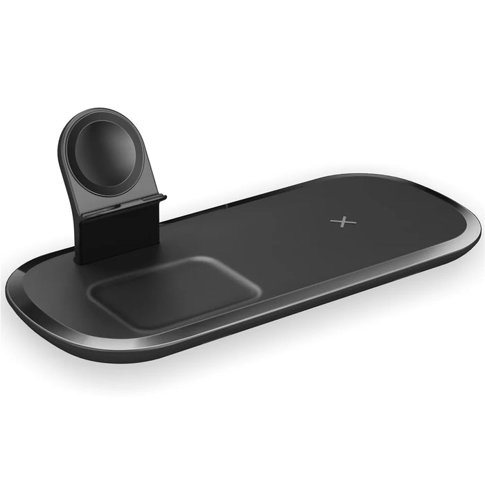 Wireless Charger for iPhone / AirPods / Apple Watch, Charging Station Stand 3-In-1 Charging Pad - Black - 1