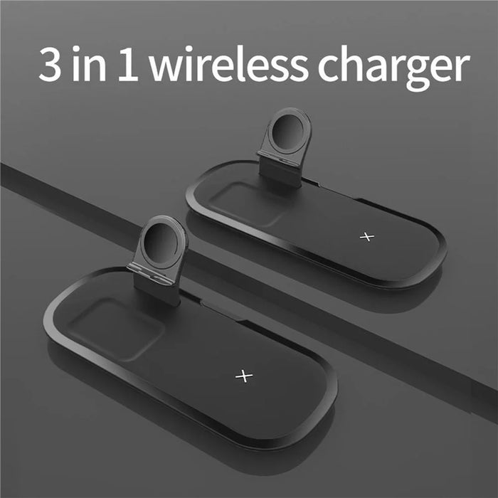 Wireless Charger for iPhone / AirPods / Apple Watch, Charging Station Stand 3-In-1 Charging Pad - Black - 4