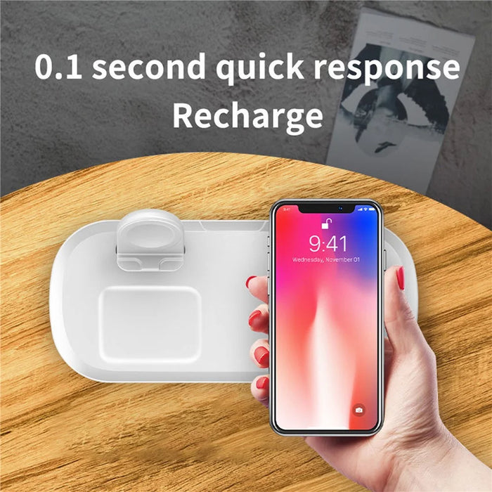 Wireless Charger for iPhone / AirPods / Apple Watch, Charging Station Stand 3-In-1 Charging Pad - Black - 5
