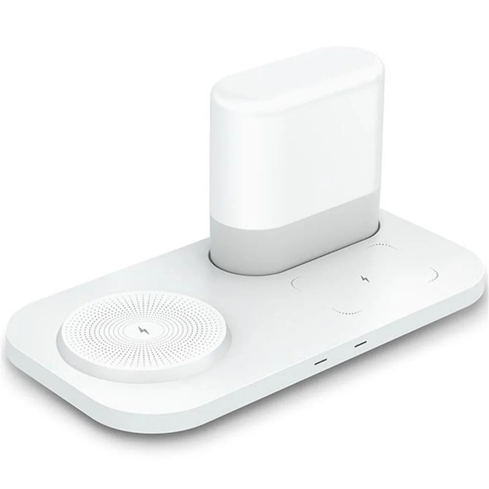Phone Charging Station Earphone Wireless Charger Nightstand Lamp Home Decoration Birthday Gift - White - 1