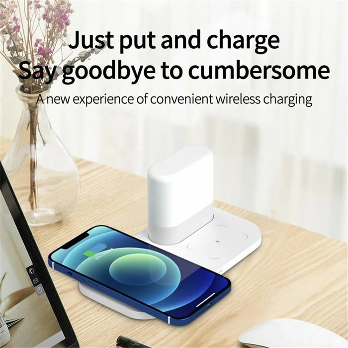 Phone Charging Station Earphone Wireless Charger Nightstand Lamp Home Decoration Birthday Gift - White - 4