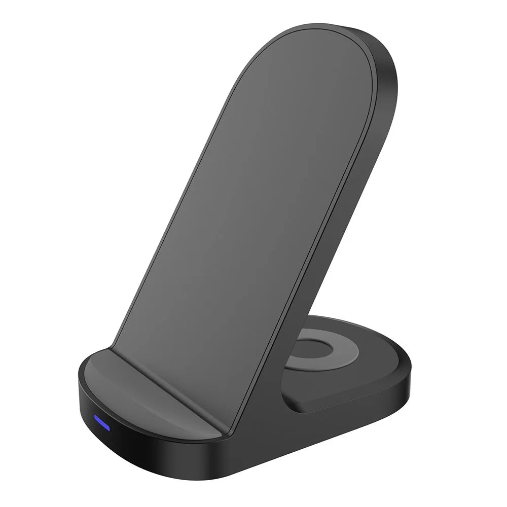 HT-511 15W Wireless Charger Stand for iPhone Charging Pad for AirPods - Black - 2