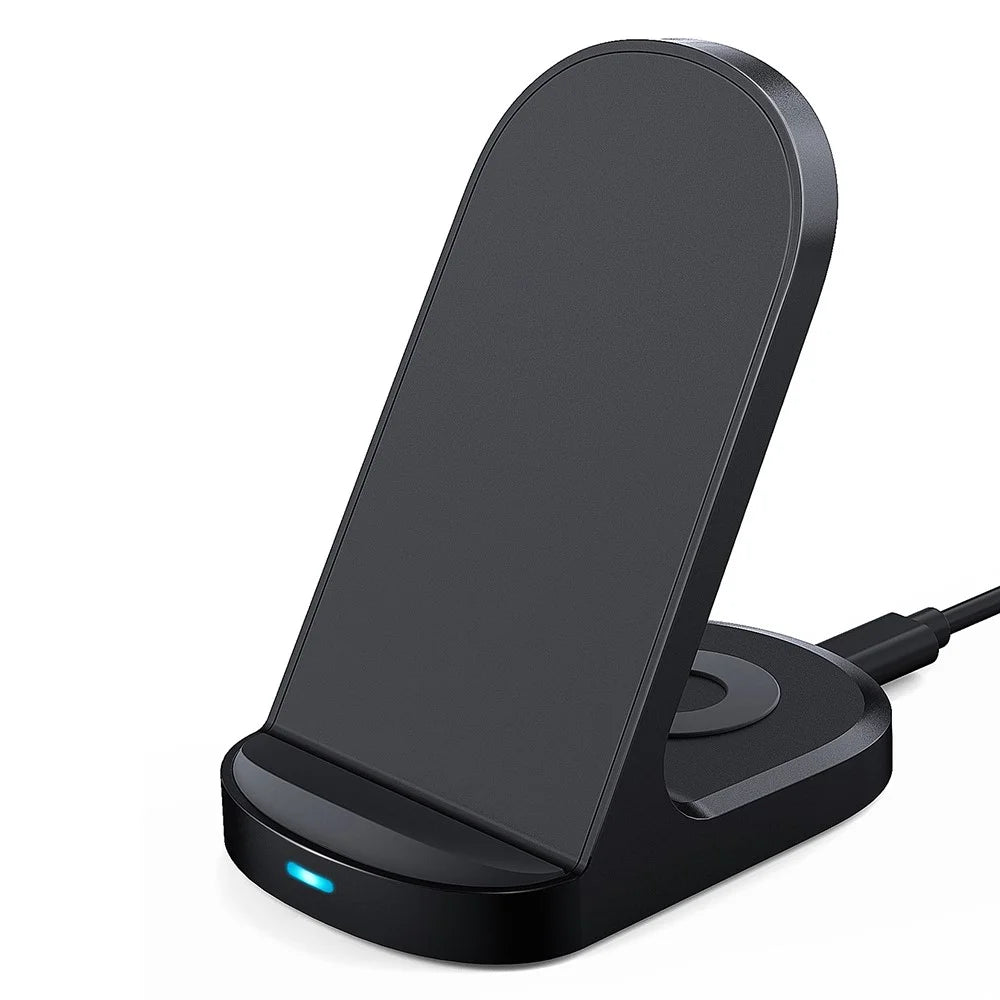 HT-511 15W Wireless Charger Stand for iPhone Charging Pad for AirPods - Black - 4