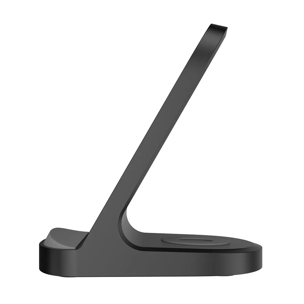 HT-511 15W Wireless Charger Stand for iPhone Charging Pad for AirPods - Black - 5