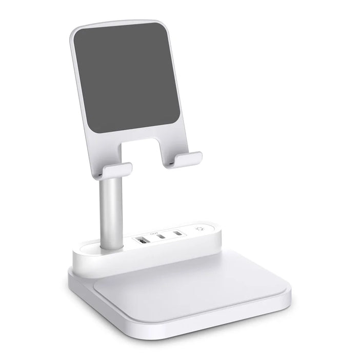 HT-531 15W Wireless Charger with Night Light Phone Bracket USB + Type-C Power Socket - White - 2