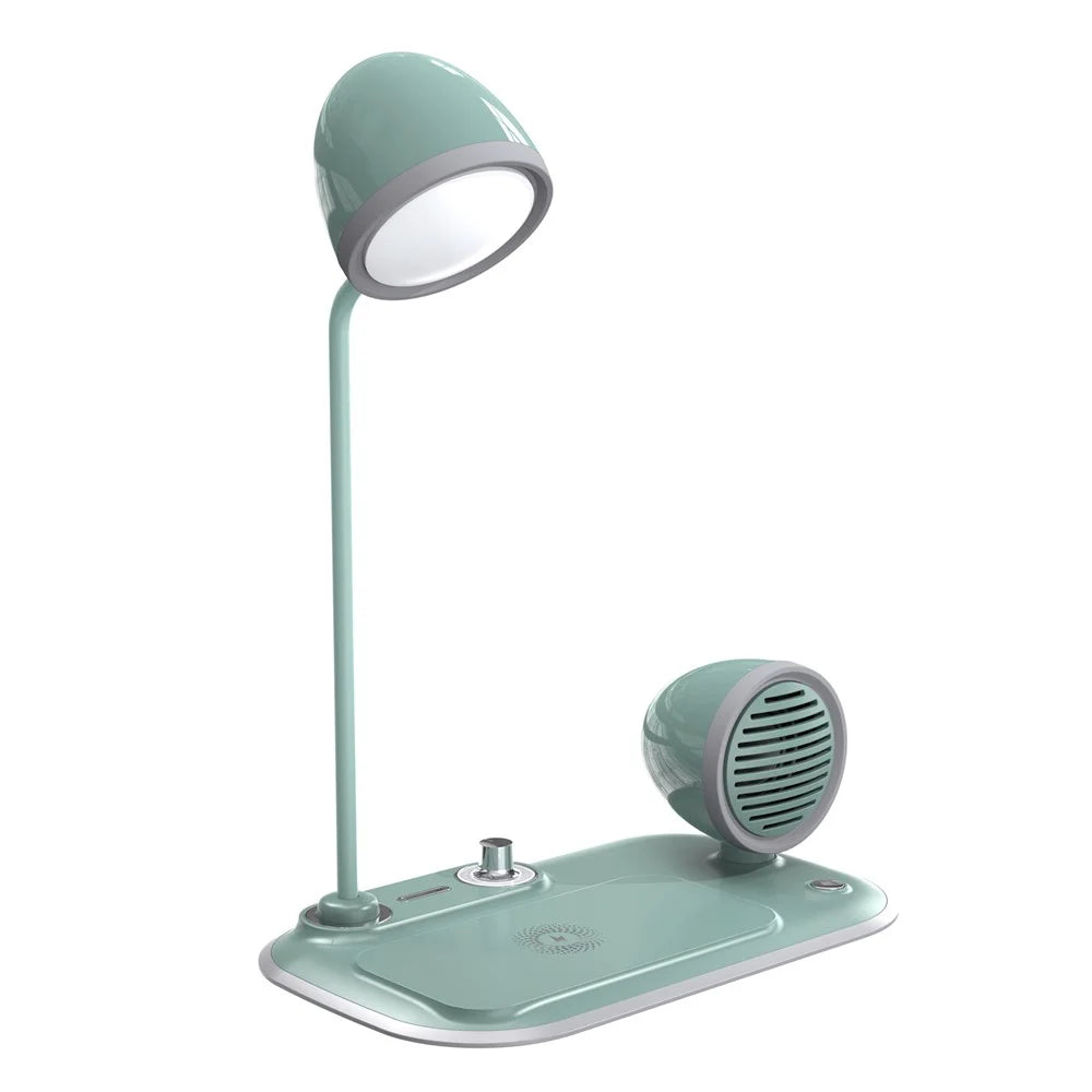 HT-310 3-in-1 15W Wireless Charger 3 Light Modes LED Desk Lamp with Bluetooth-compatible Speaker - Blackish Green - 2