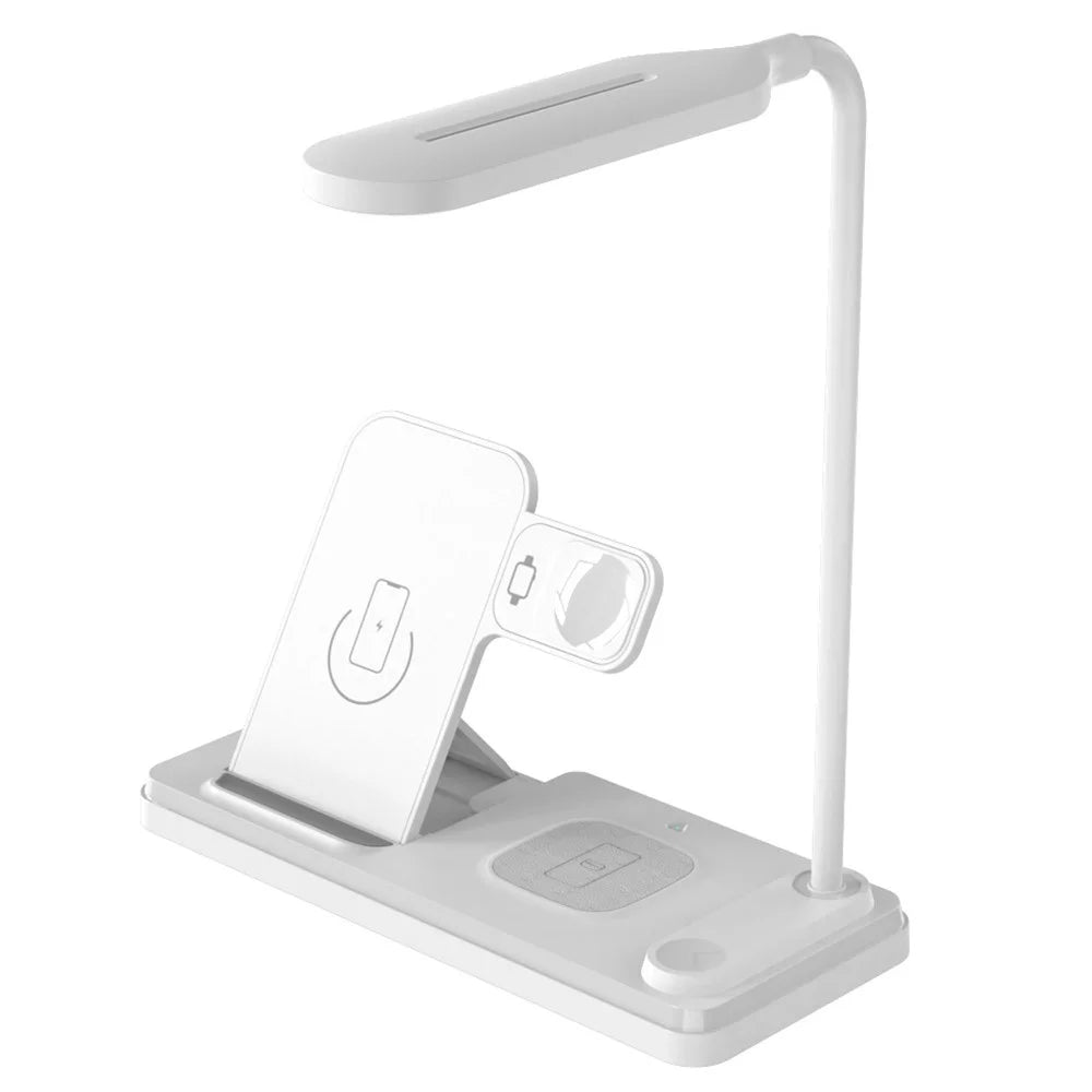 HT-503 Folding 15W Wireless Charger for Phone / Watch / Earbuds with Touch Control LED Table Lamp - White - 2