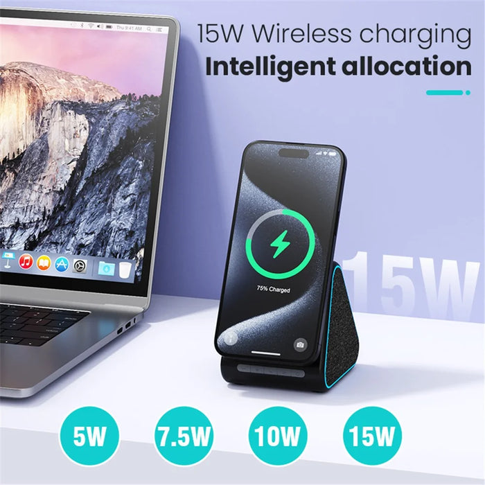 DM-23 15W Wireless Charger Phone Charging Pad Desktop Display Stand Bluetooth-compatible Speaker - 3