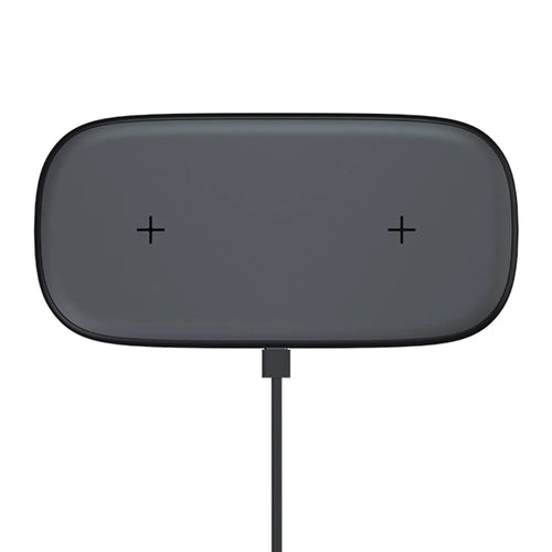 YN-102 Wireless Charger Dual Charging Pad for iPhone AirPods Samsung - Black - 1