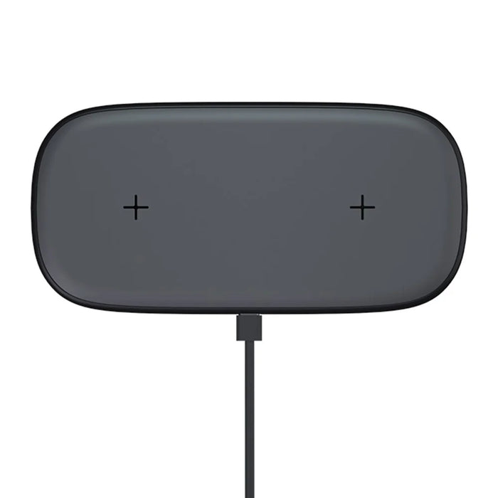 YN-102 Wireless Charger Dual Charging Pad for iPhone AirPods Samsung - Black - 1