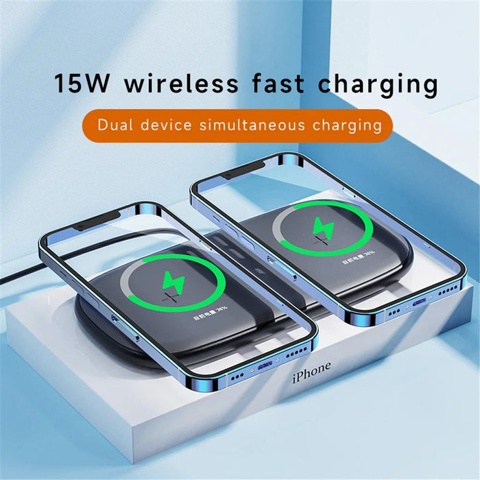 YN-102 Wireless Charger Dual Charging Pad for iPhone AirPods Samsung - Black - 2