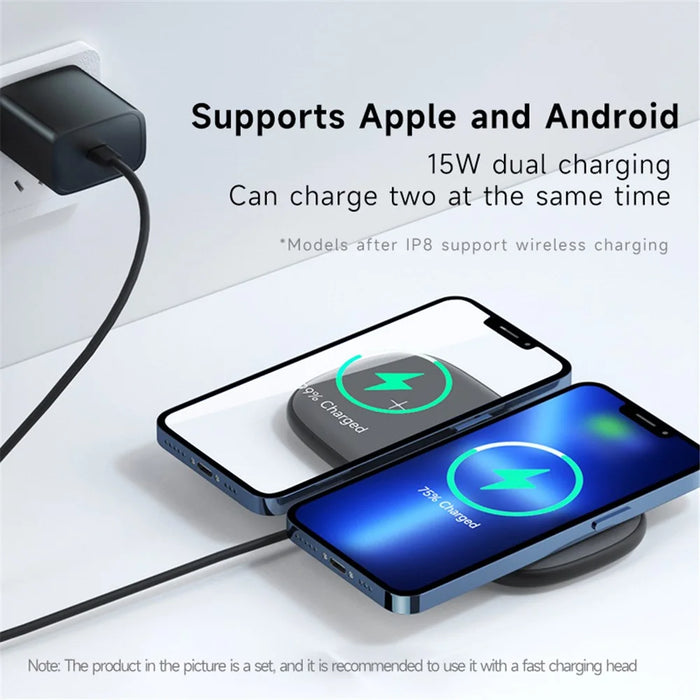 YN-102 Wireless Charger Dual Charging Pad for iPhone AirPods Samsung - Black - 6