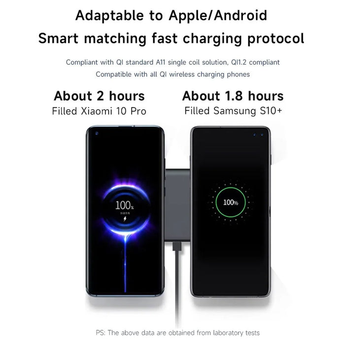 YN-102 Wireless Charger Dual Charging Pad for iPhone AirPods Samsung - Black - 7