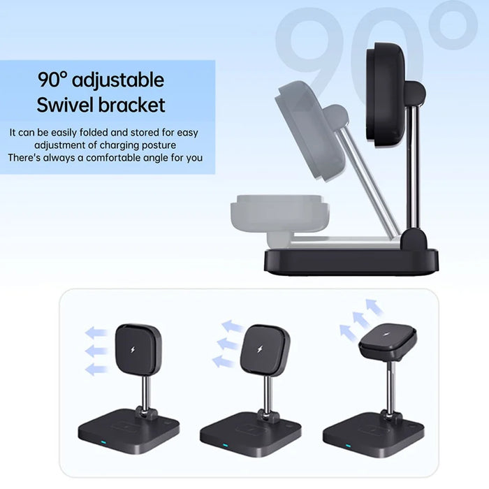 YN43 For iPhone / AirPods / Apple Watch Magnetic Wireless Charger Stand Built-In Cooling Fan - 3