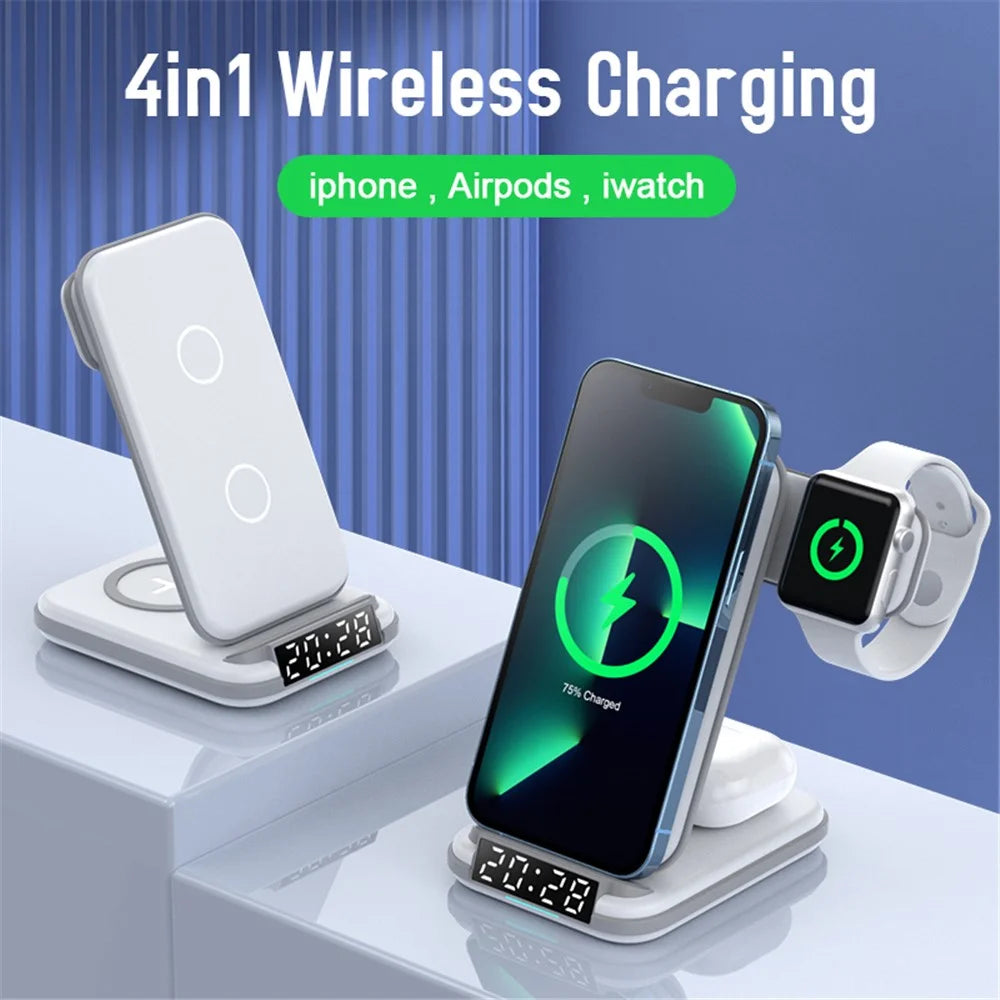 LFX-180 For Phone / Smart Watch / Earbuds Wireless Charger Desktop Charging Station with Alarm Clock - 2