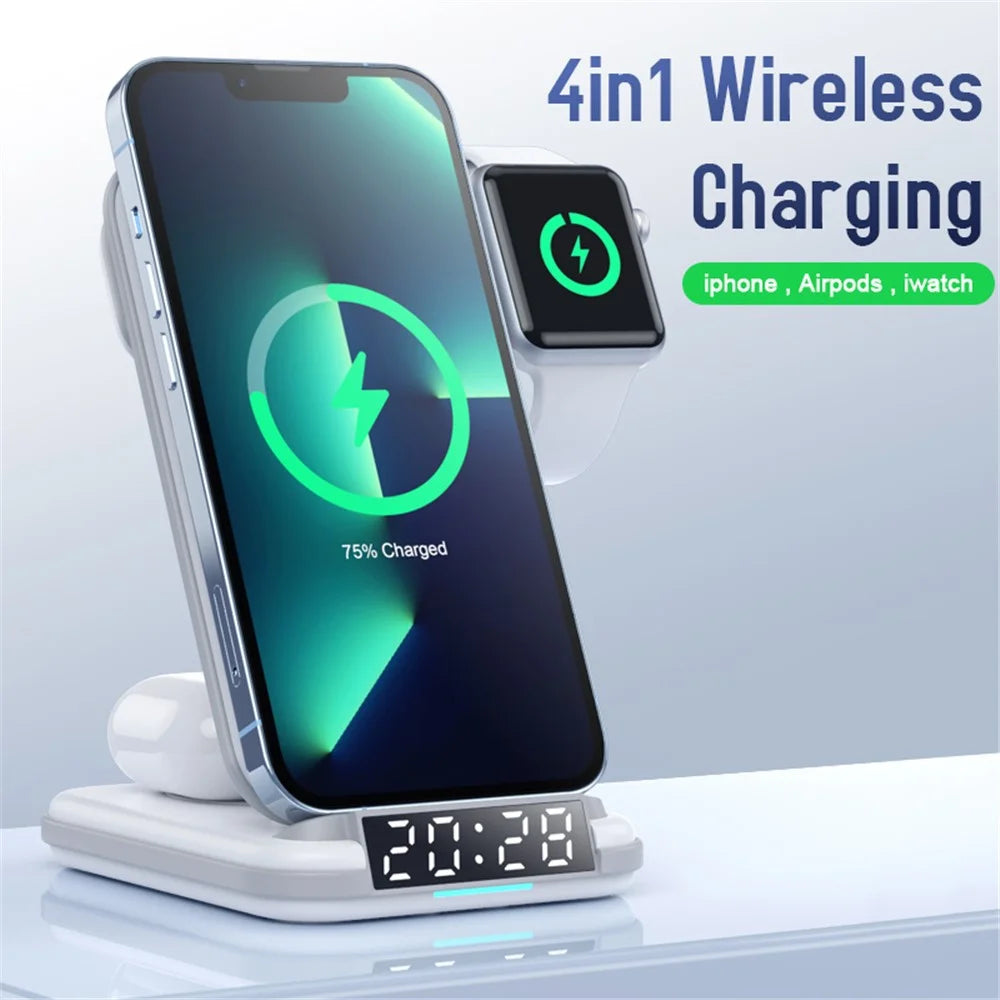 LFX-180 For Phone / Smart Watch / Earbuds Wireless Charger Desktop Charging Station with Alarm Clock - 3