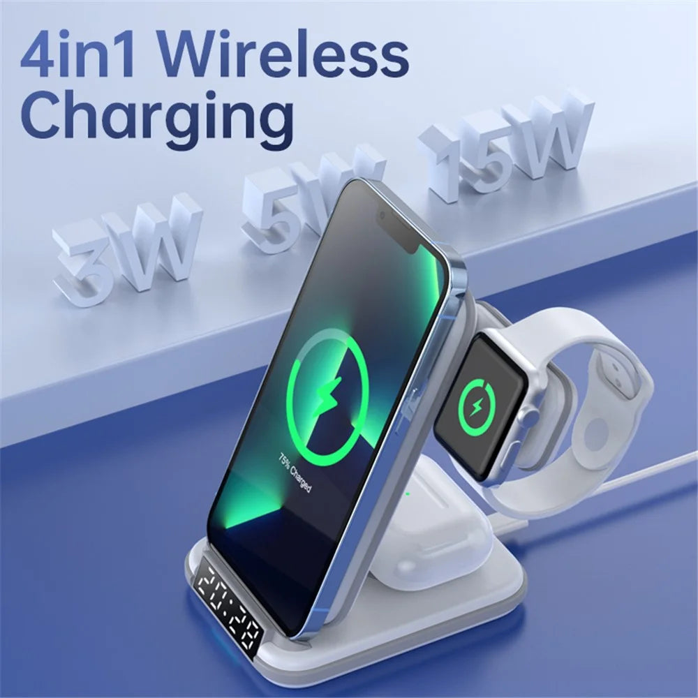 LFX-180 For Phone / Smart Watch / Earbuds Wireless Charger Desktop Charging Station with Alarm Clock - 5