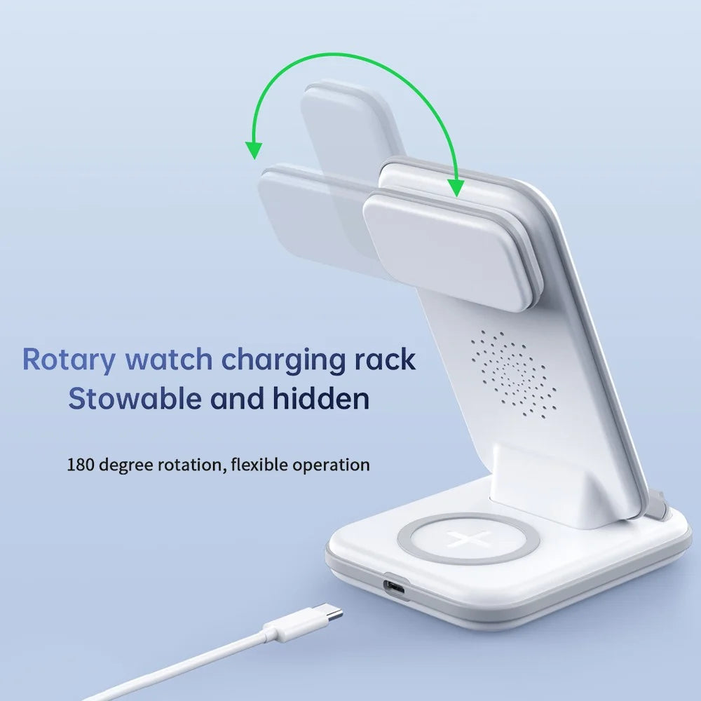 LFX-180 For Phone / Smart Watch / Earbuds Wireless Charger Desktop Charging Station with Alarm Clock - 7