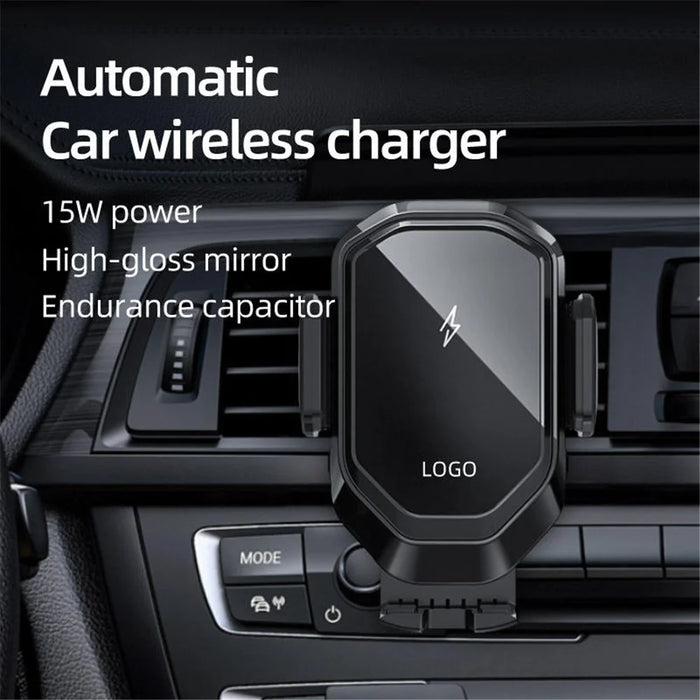 Mirror Surface Car Air Vent Clip Mobile Phone Holder 15W Fast Charging Wireless Charger - 2