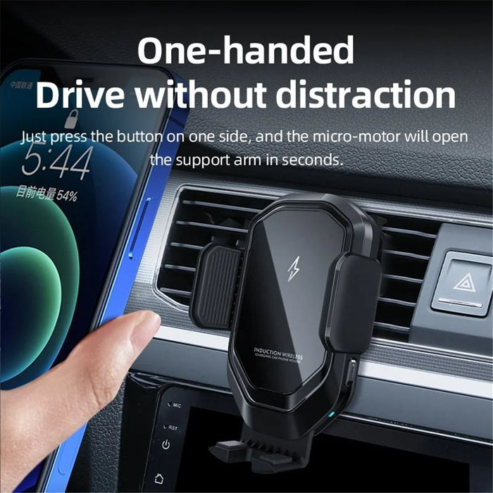 Mirror Surface Car Air Vent Clip Mobile Phone Holder 15W Fast Charging Wireless Charger - 3