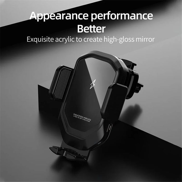 Mirror Surface Car Air Vent Clip Mobile Phone Holder 15W Fast Charging Wireless Charger - 4