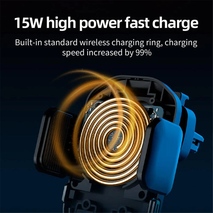 Mirror Surface Car Air Vent Clip Mobile Phone Holder 15W Fast Charging Wireless Charger - 5