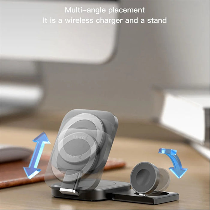 N3 3-in-1 Foldable Desktop Charging Stand Watch Earphone Phone Magnetic Wireless Charger - 2