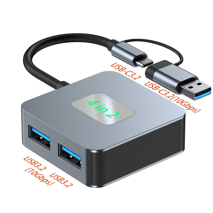 2320A Type-C / USB 4-in-1 USB Hub 2xTypc-C3.2 + 2xUSB3.2 10Gbps Data Transfer Adapter - 2