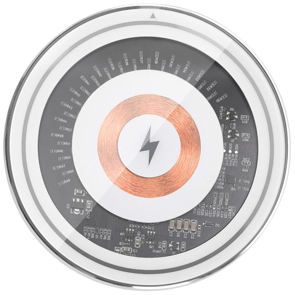 W102 Aluminum Alloy Wireless Charger Qi-Standard 15W Wireless Charging Pad with Light for Cell Phones - Silver - 1