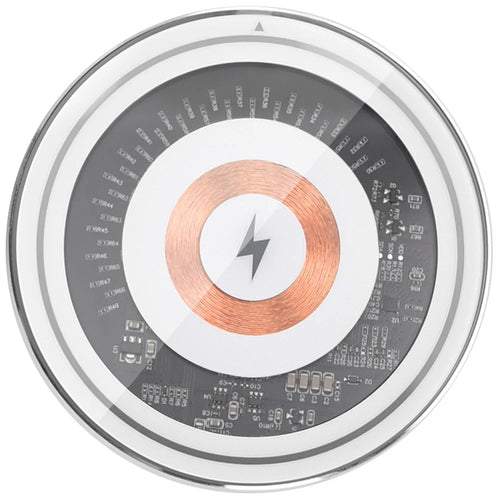 W102 Aluminum Alloy Wireless Charger Qi-Standard 15W Wireless Charging Pad with Light for Cell Phones - Silver - 1