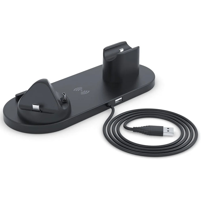 B07C 6-in-1 Desktop Phone Watch Earphone Charging Stand Wireless Charger - Black - 3