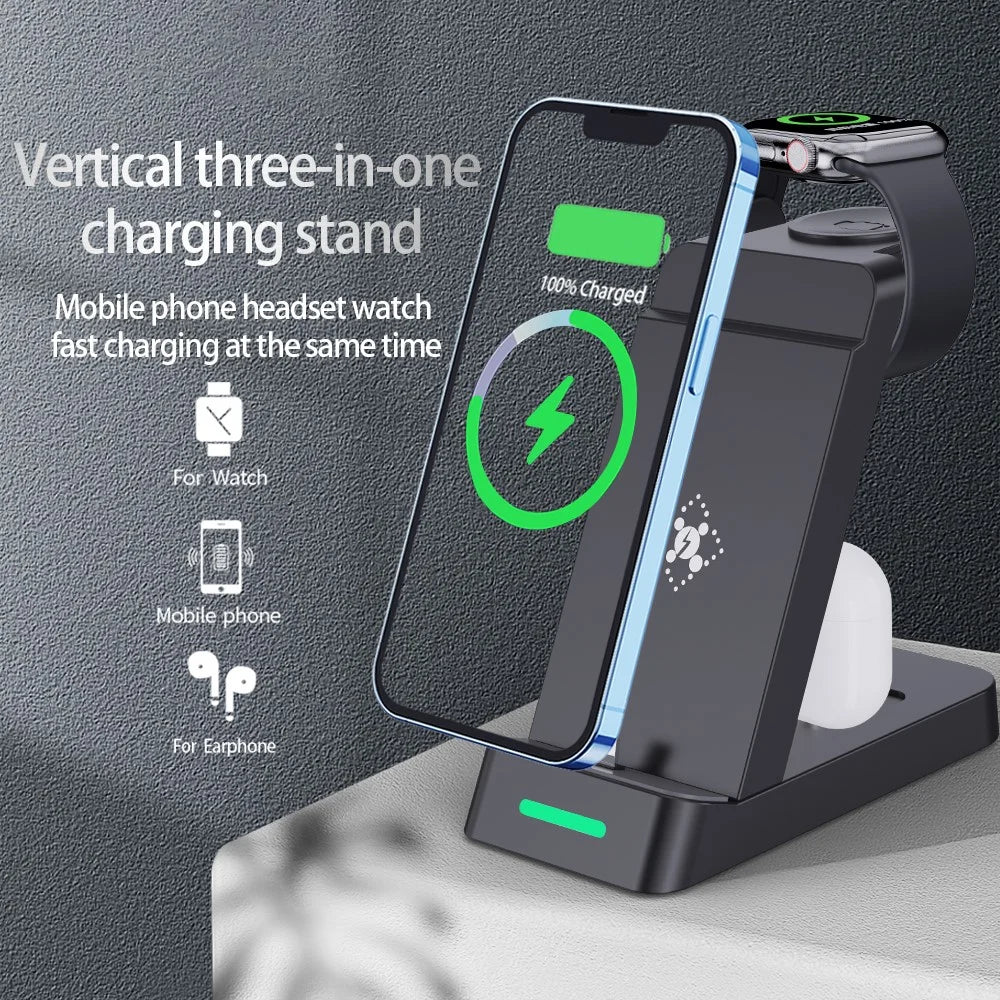 B20 For Samsung Watch Wireless Charger Phone Earphone Charging Stand - Black - 2