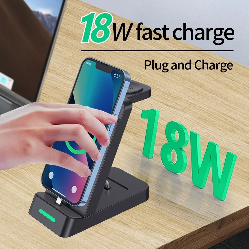 B20 For Samsung Watch Wireless Charger Phone Earphone Charging Stand - Black - 3