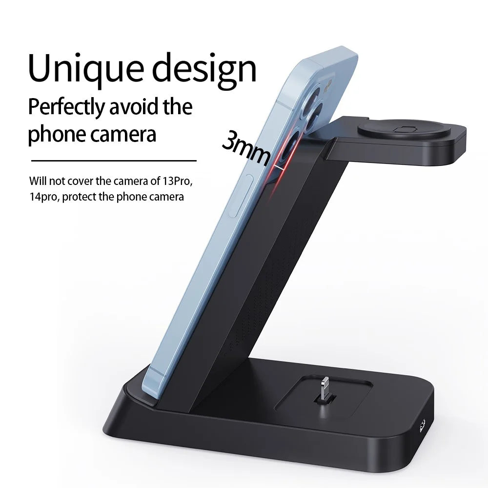 B20 For Samsung Watch Wireless Charger Phone Earphone Charging Stand - Black - 4