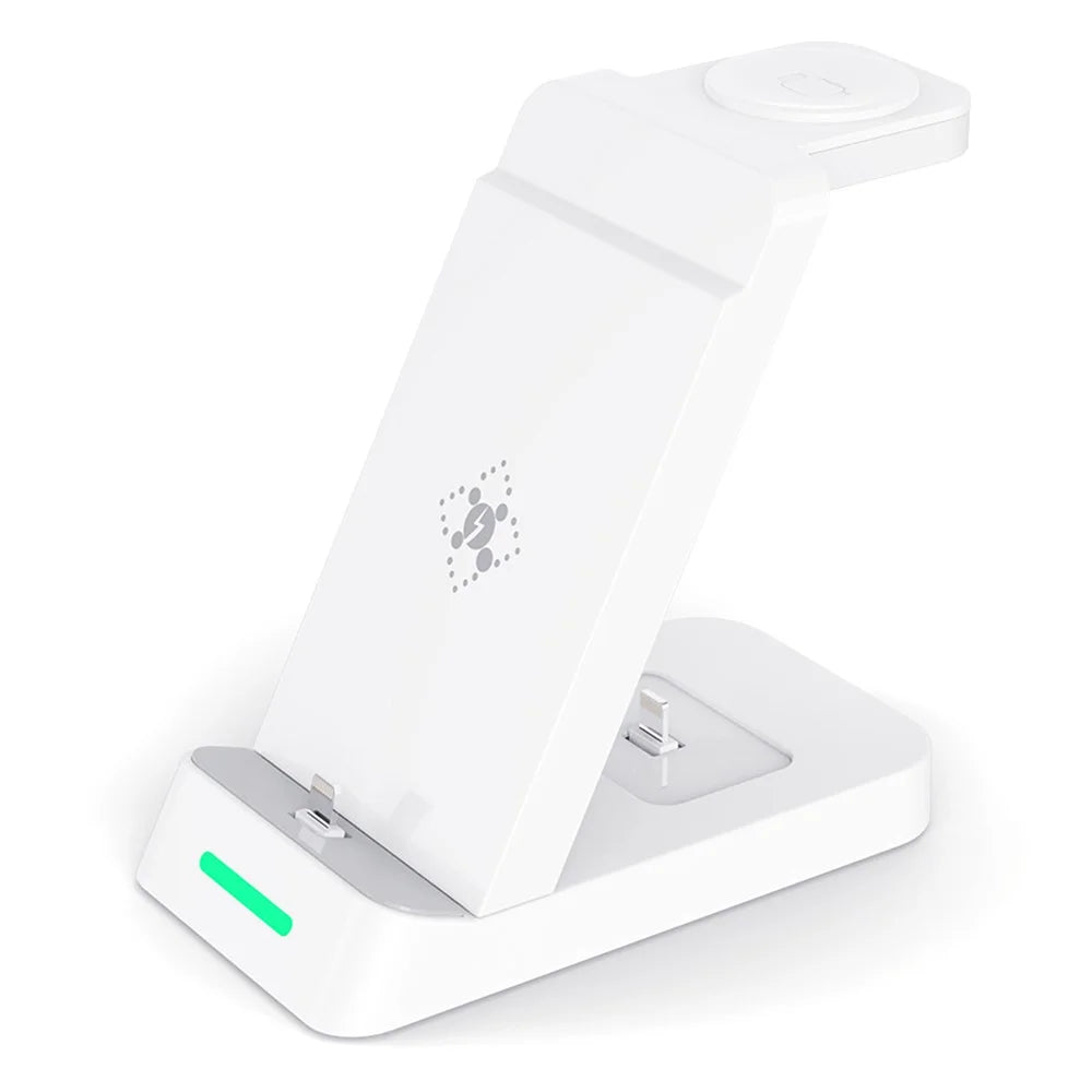 B20 For Apple Watch Wireless Charger Phone Earphone Desktop Charging Stand - White - 1